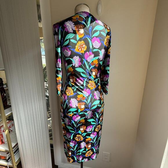 Etro Milano Floral Jersey Faux Wrap Sheath Dress Italy Sz 42 - Picture 4 of 8